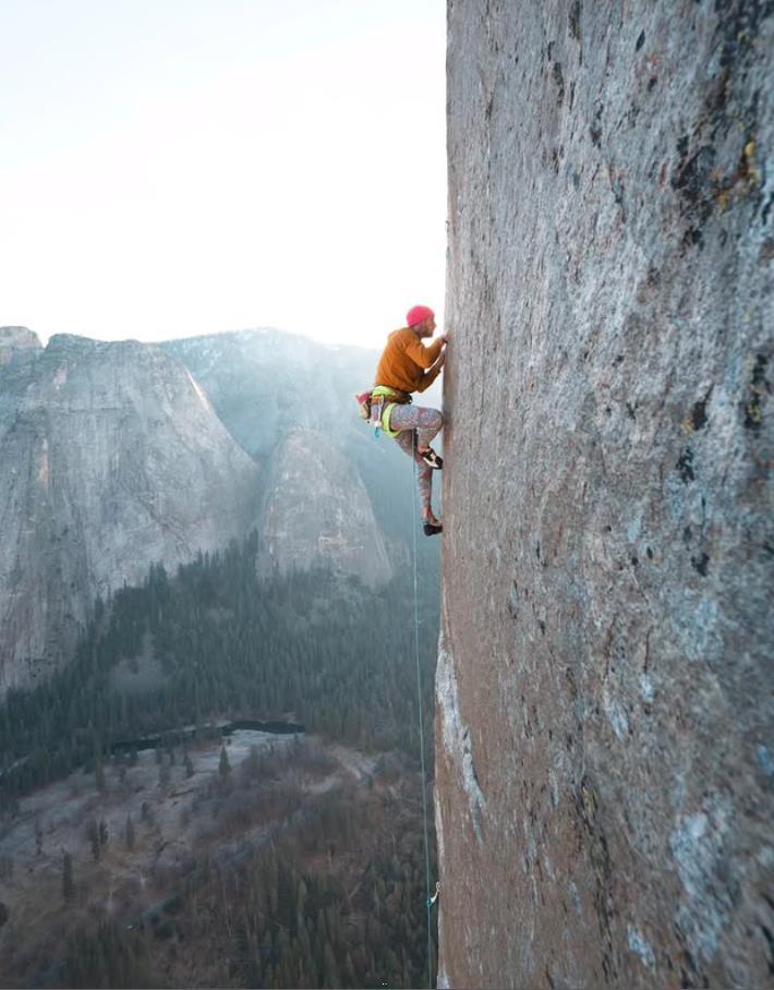 Seb Berthe, 4th ascent of the Dawn Wall with an anti-fascist message. image credit: Seb Berthe Collection/Instagram
